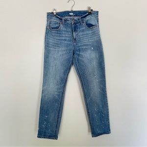 Old Navy Distressed Boyfriend Jeans Straight Leg Low Rise Light Wash 8